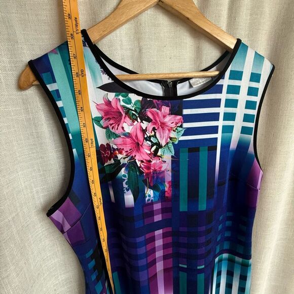 Floral Office Sheath Dress Womens Size 16 Multicolor Bisou Bisou Career Retro - Picture 12 of 16